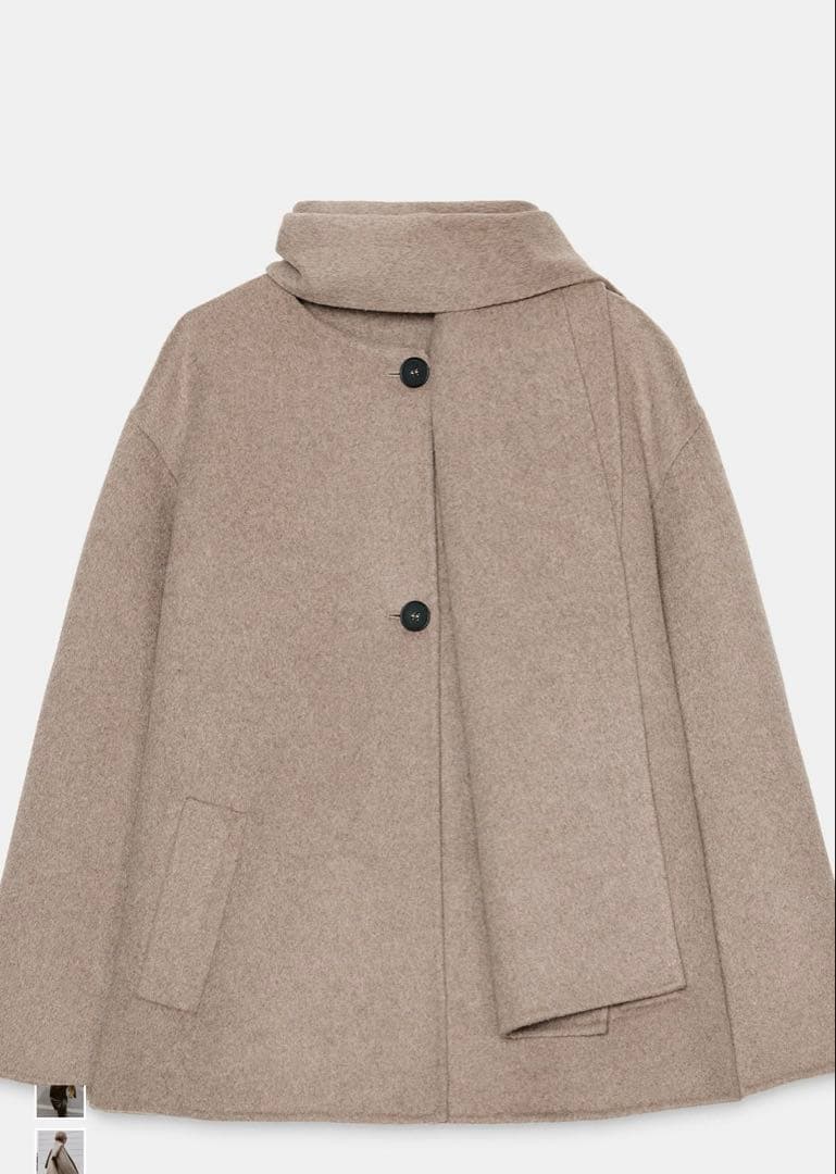 ZARA ウールショートスカーフコート