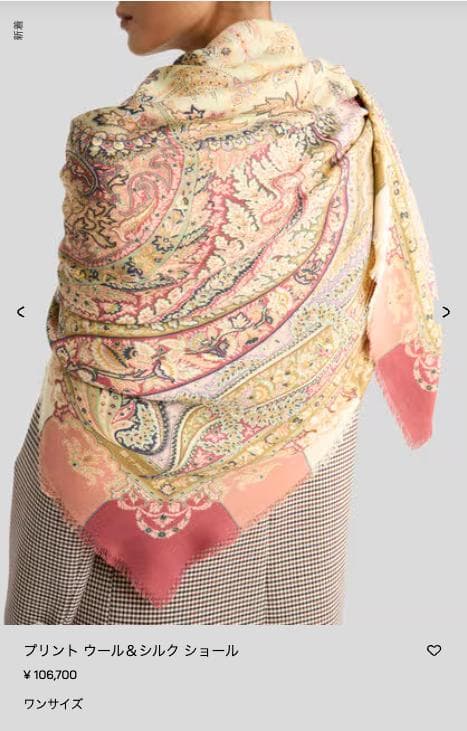 ETRO エトロ ペイズリー柄 ウール＆シルク 大判ショール　ストール　美品