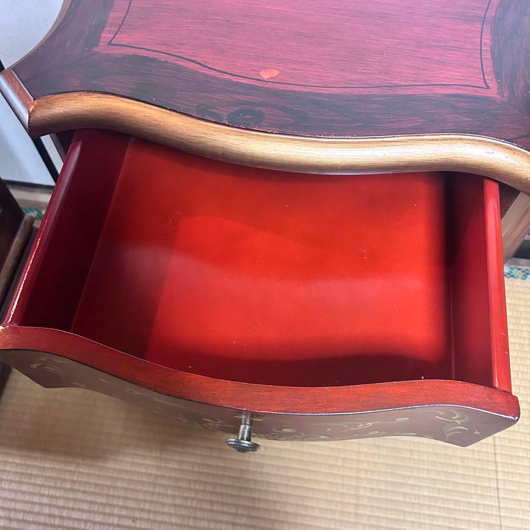 アンティーク調 ローズペイント 猫脚チェスト サイドテーブル