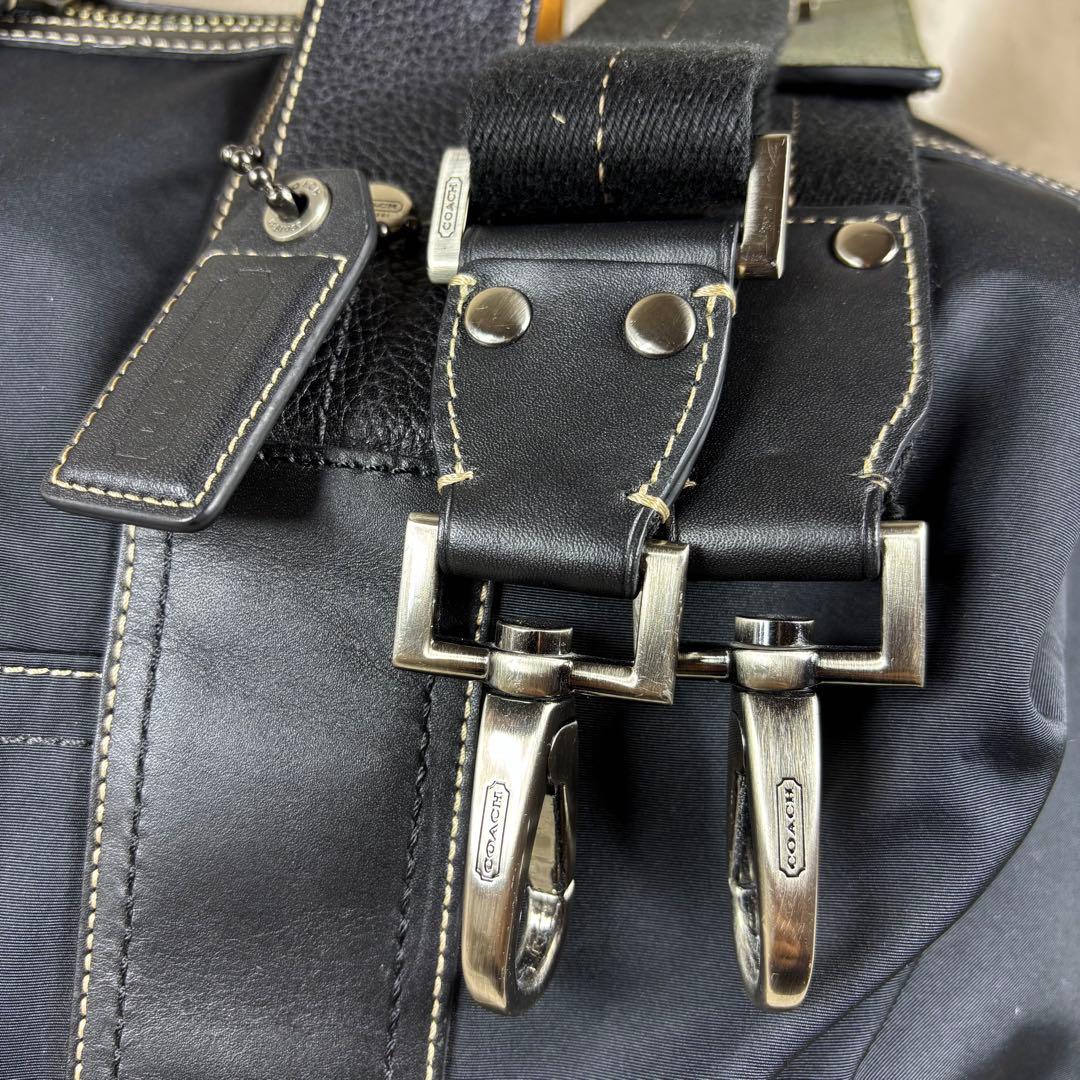 極美品　COACH コーチ　ボストンバッグ　本革レザー×ナイロン　ブラック　黒
