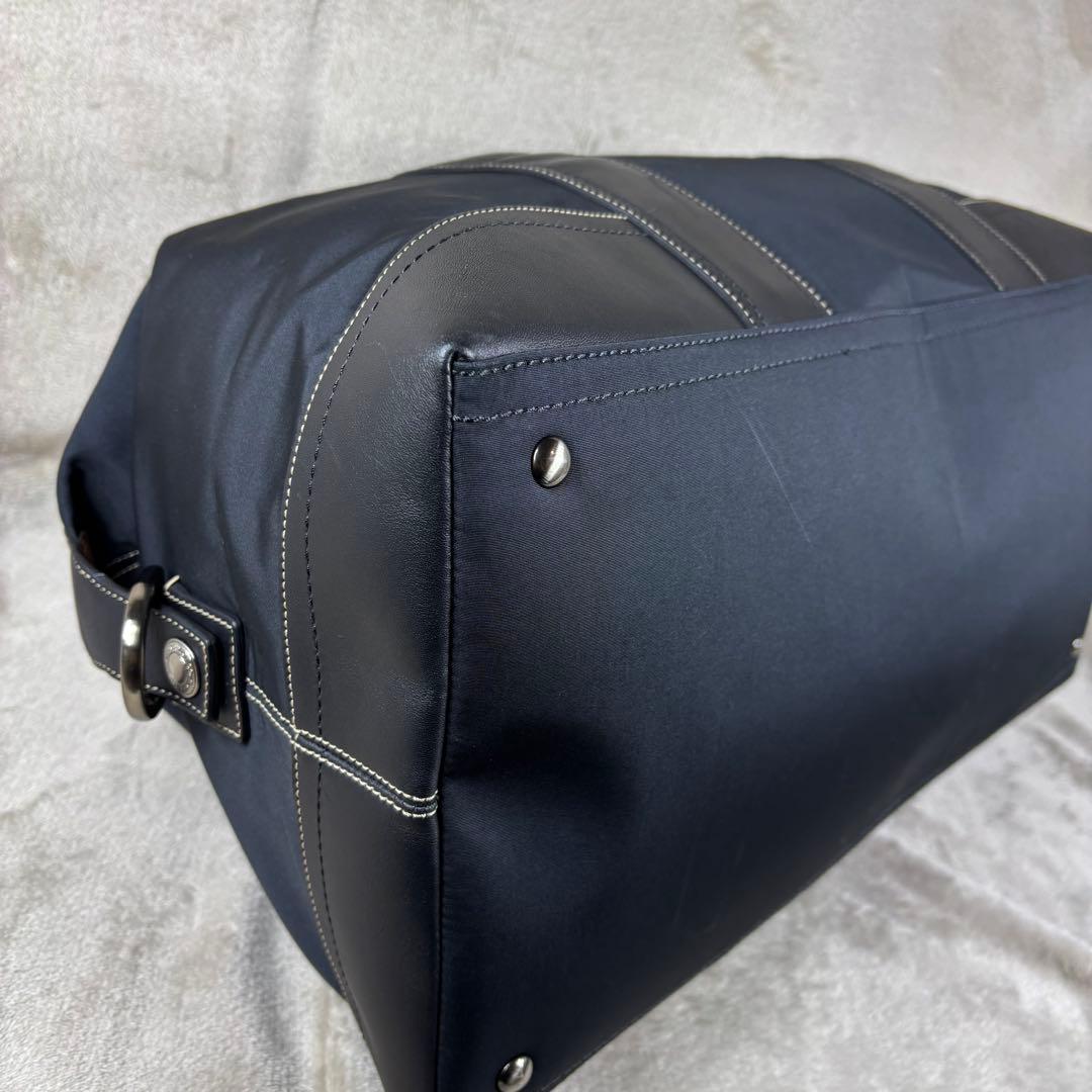 極美品　COACH コーチ　ボストンバッグ　本革レザー×ナイロン　ブラック　黒