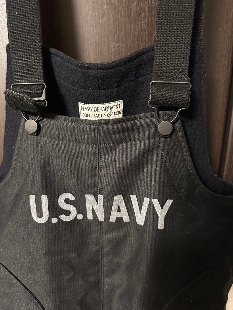 U.S.NAVY オーバーオールSMALLリアルマッコイ　デッキパンツ　パチポケ