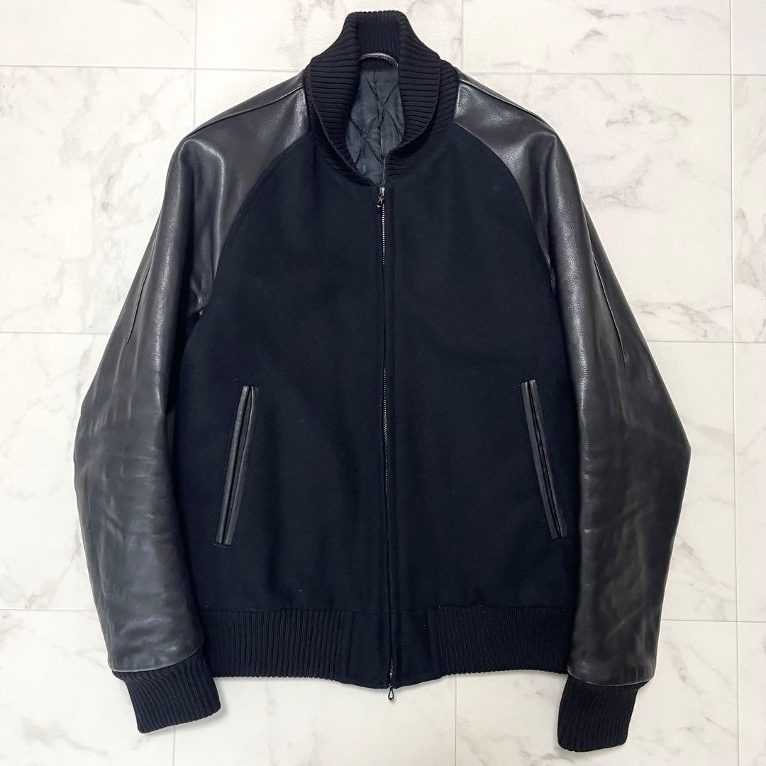 美品 アタッチメント カシミヤ混平二重メルトン スタジャン レザー ブラック 2