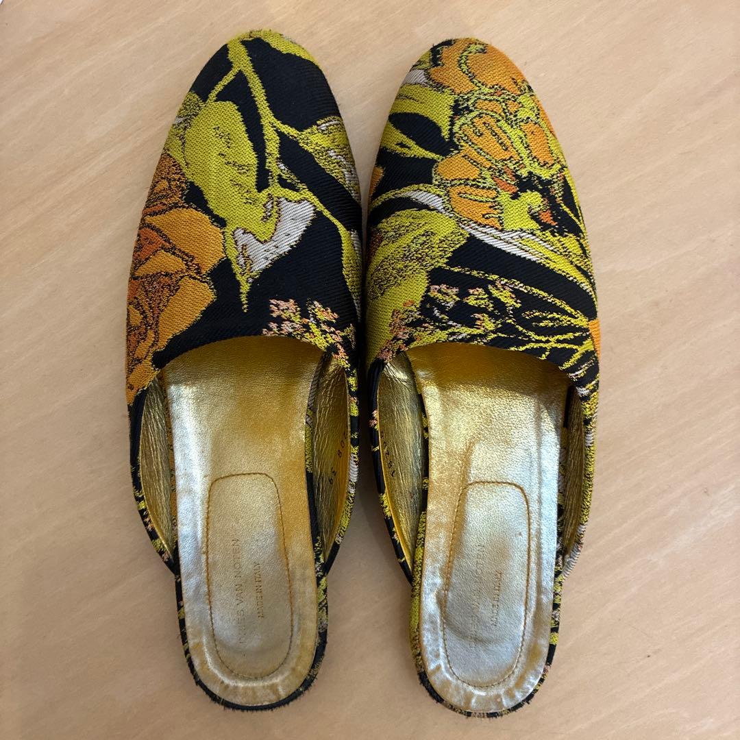 希少DRIES VAN NOTEN フラットシューズ　ジャガード　ミュール