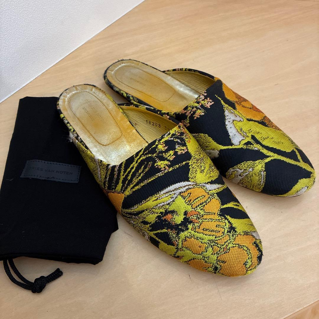 希少DRIES VAN NOTEN フラットシューズ　ジャガード　ミュール