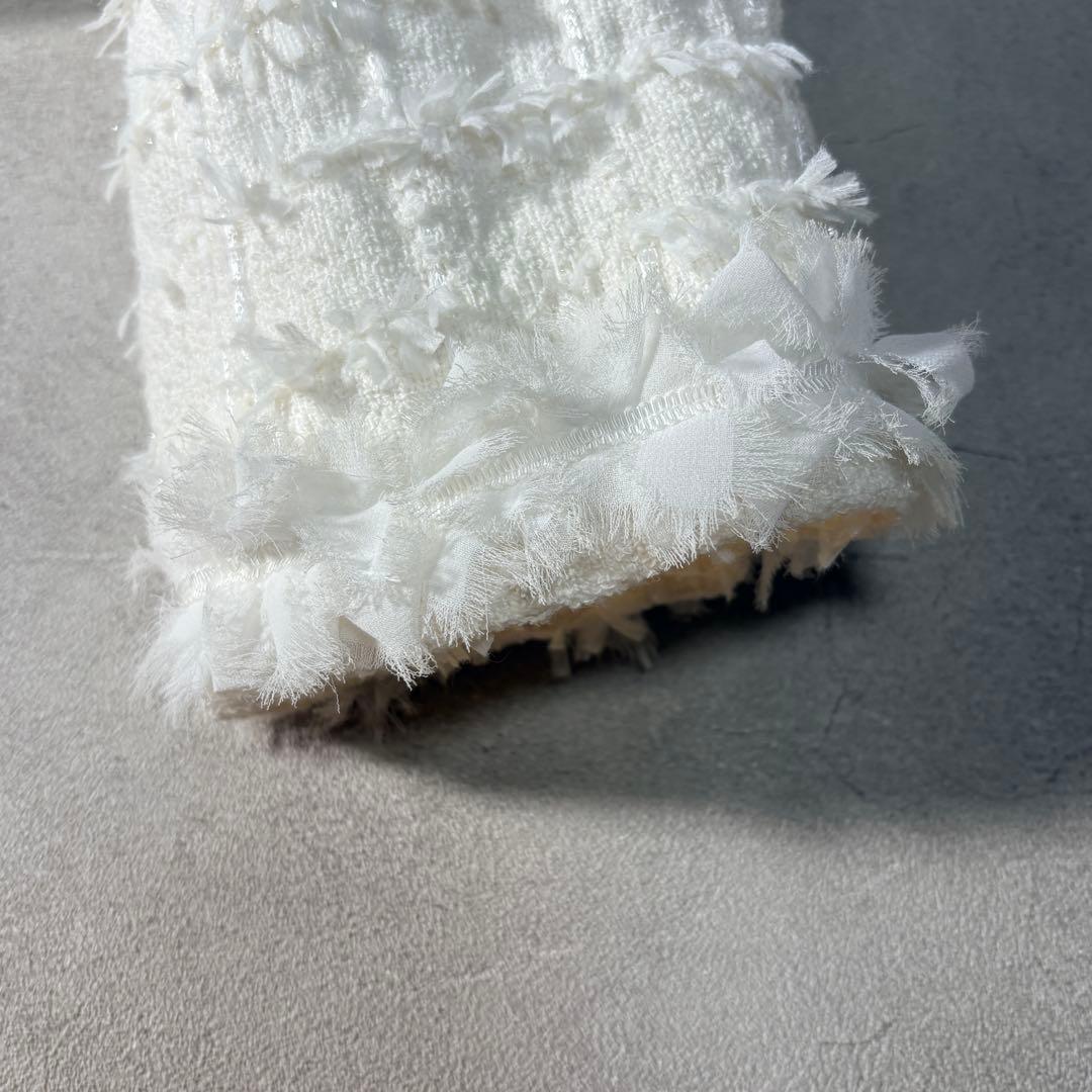 フォクシー ツイードジャケット ノーカラー ホワイト 入学式 卒業式 38