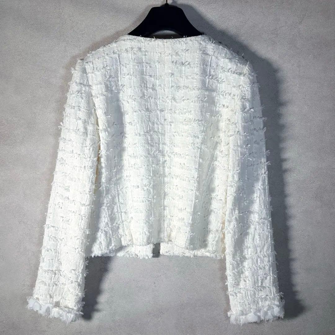 フォクシー ツイードジャケット ノーカラー ホワイト 入学式 卒業式 38