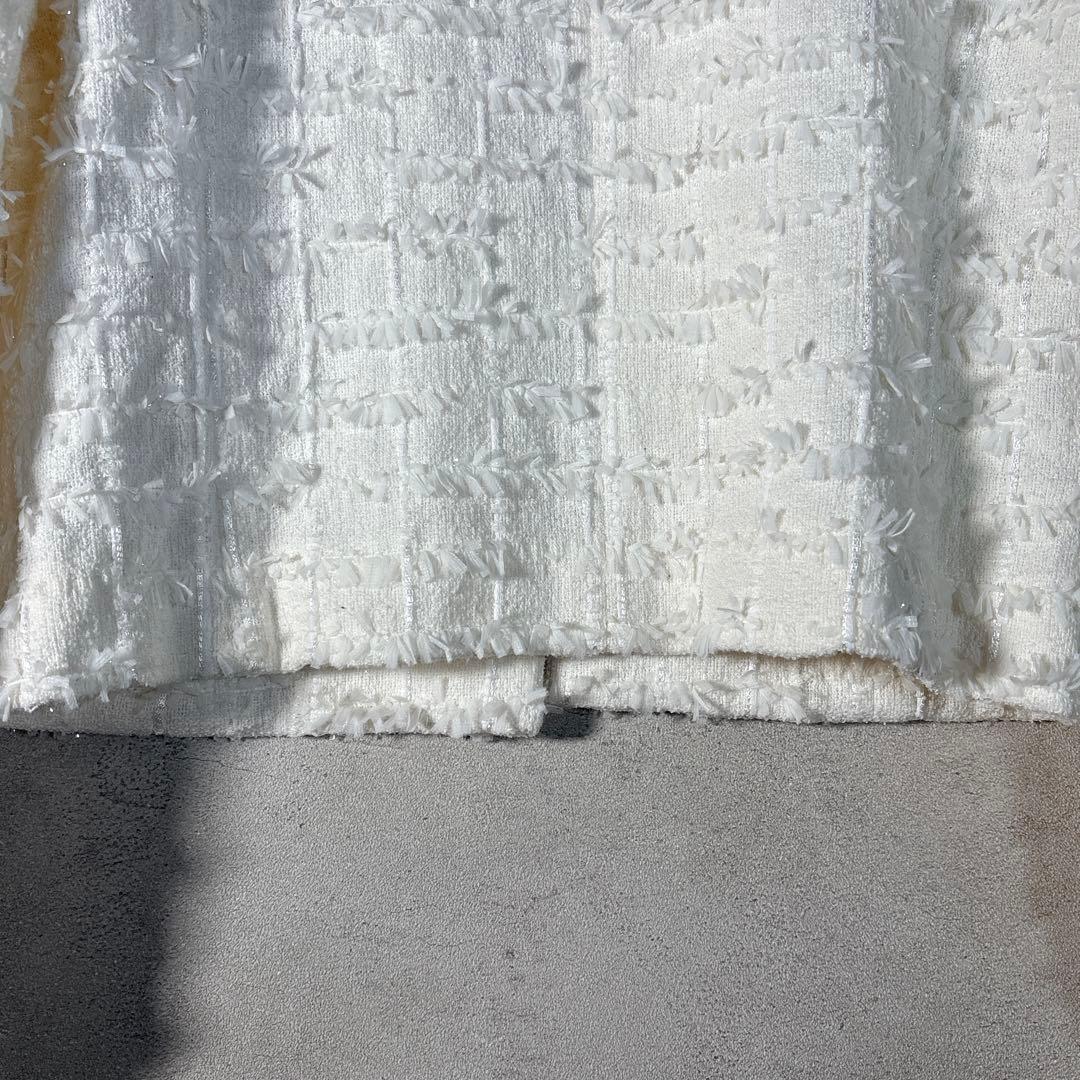 フォクシー ツイードジャケット ノーカラー ホワイト 入学式 卒業式 38