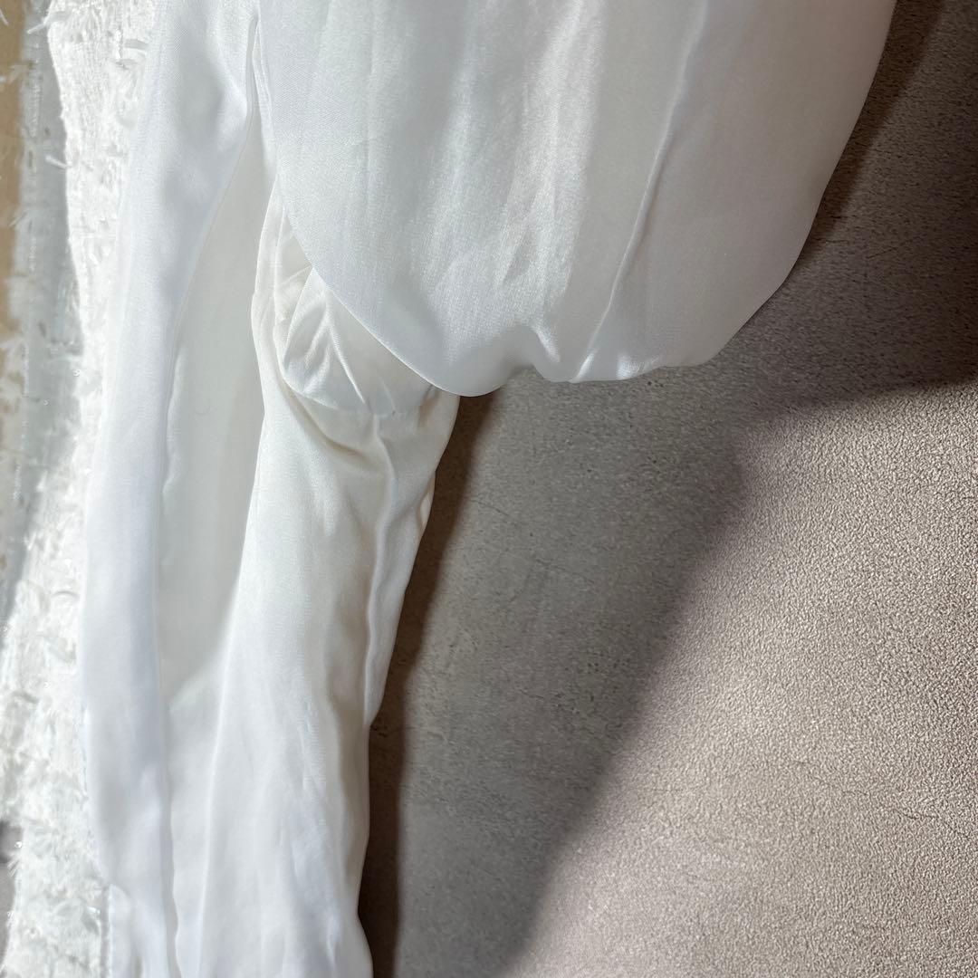 フォクシー ツイードジャケット ノーカラー ホワイト 入学式 卒業式 38