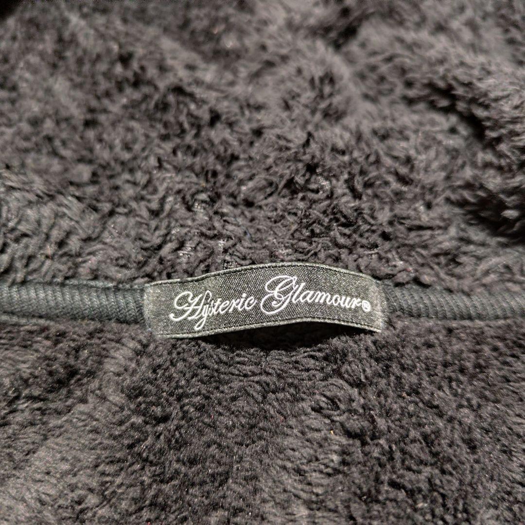 ヒステリックグラマー スカル刺繍 モコモコパーカー ブラック F