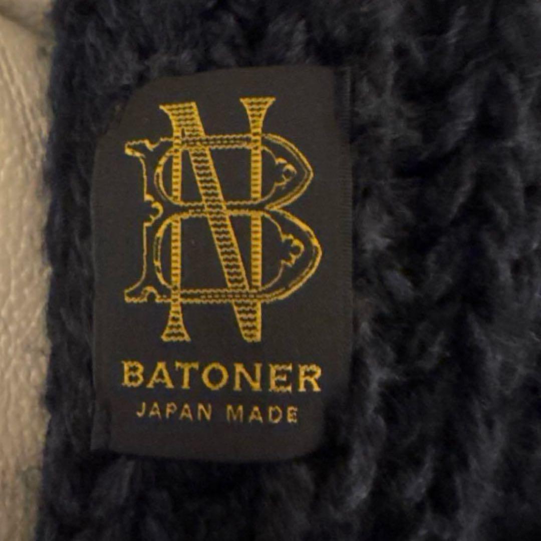 【美品】BATONER バトナー フリンジビッグマフラー ブラック