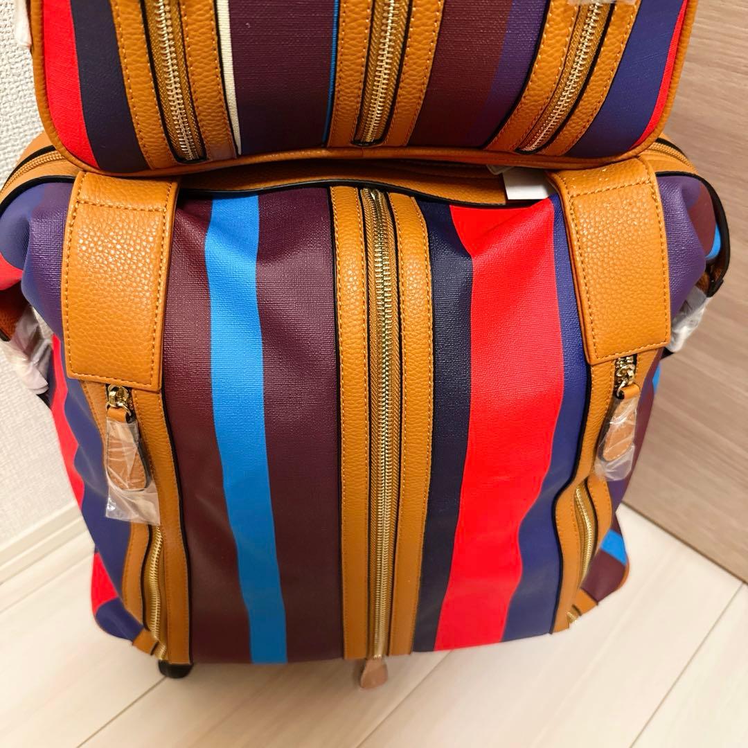 【新品】Three Four Time 4輪マルチストライプ柄親子キャリー