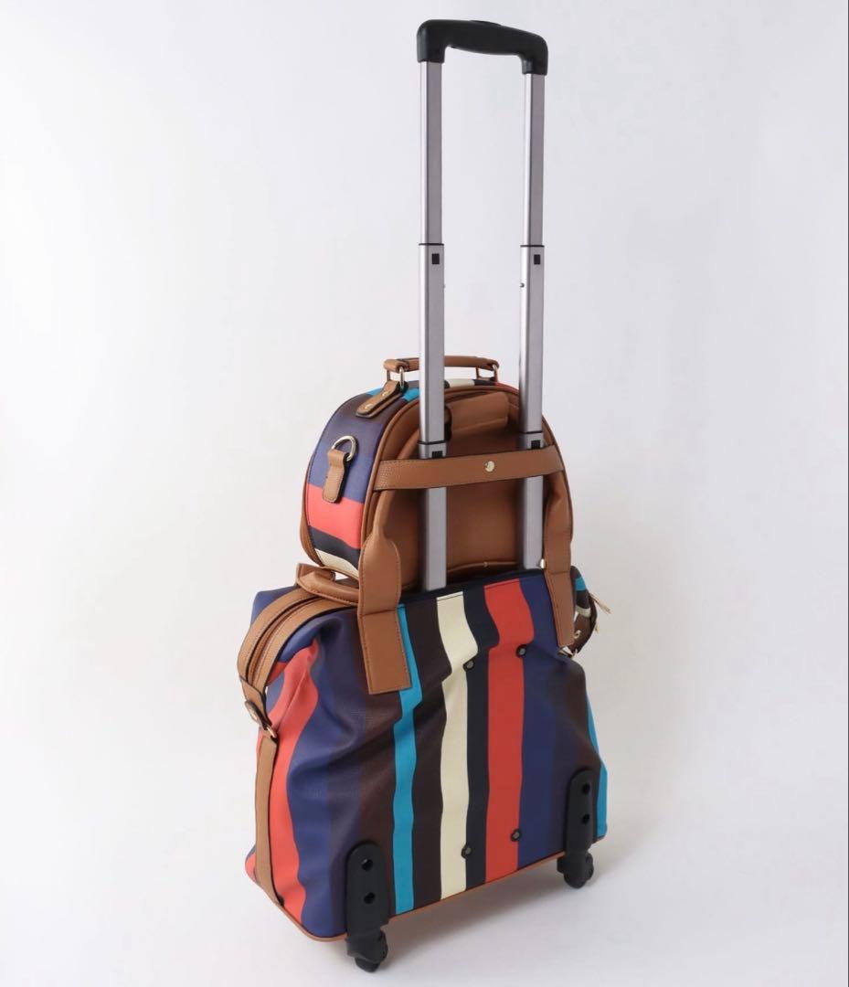 【新品】Three Four Time 4輪マルチストライプ柄親子キャリー