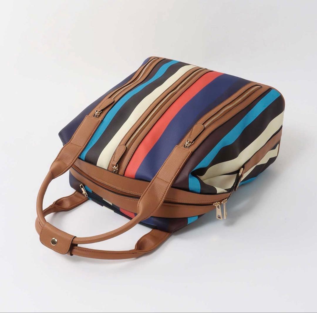 【新品】Three Four Time 4輪マルチストライプ柄親子キャリー