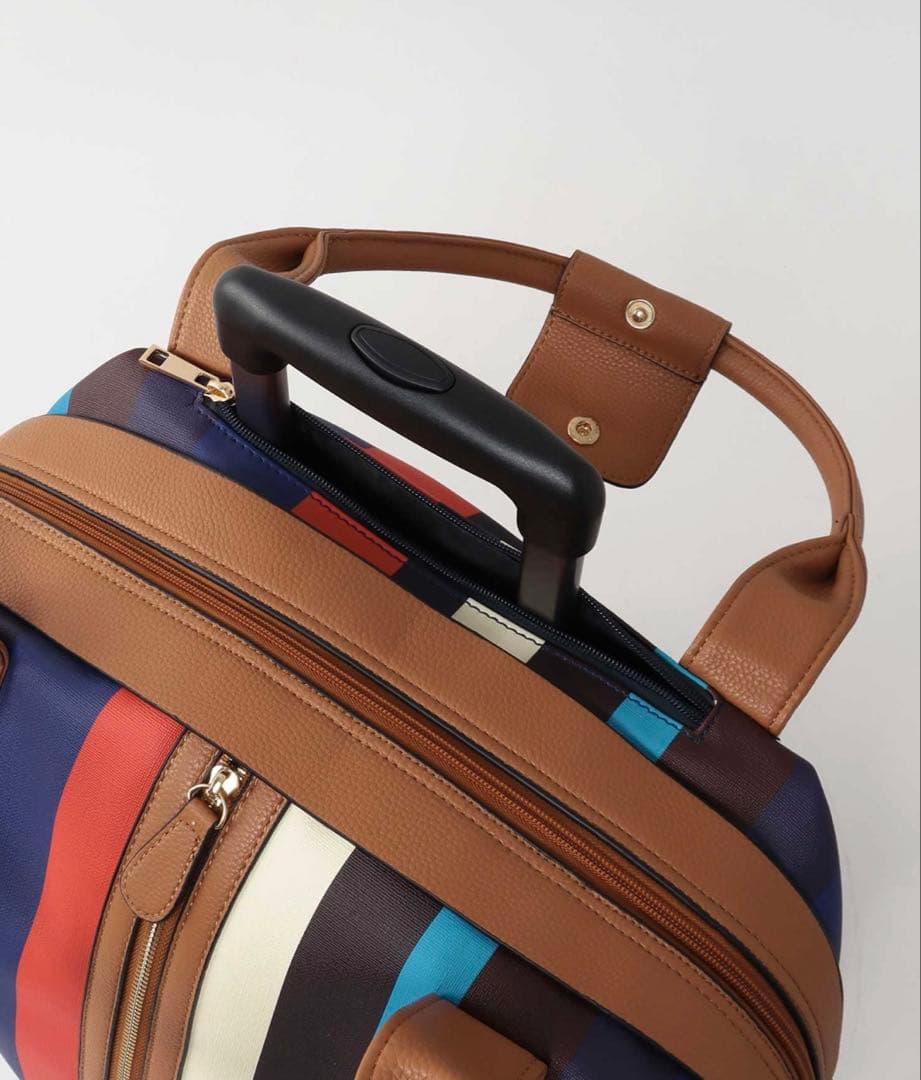 【新品】Three Four Time 4輪マルチストライプ柄親子キャリー