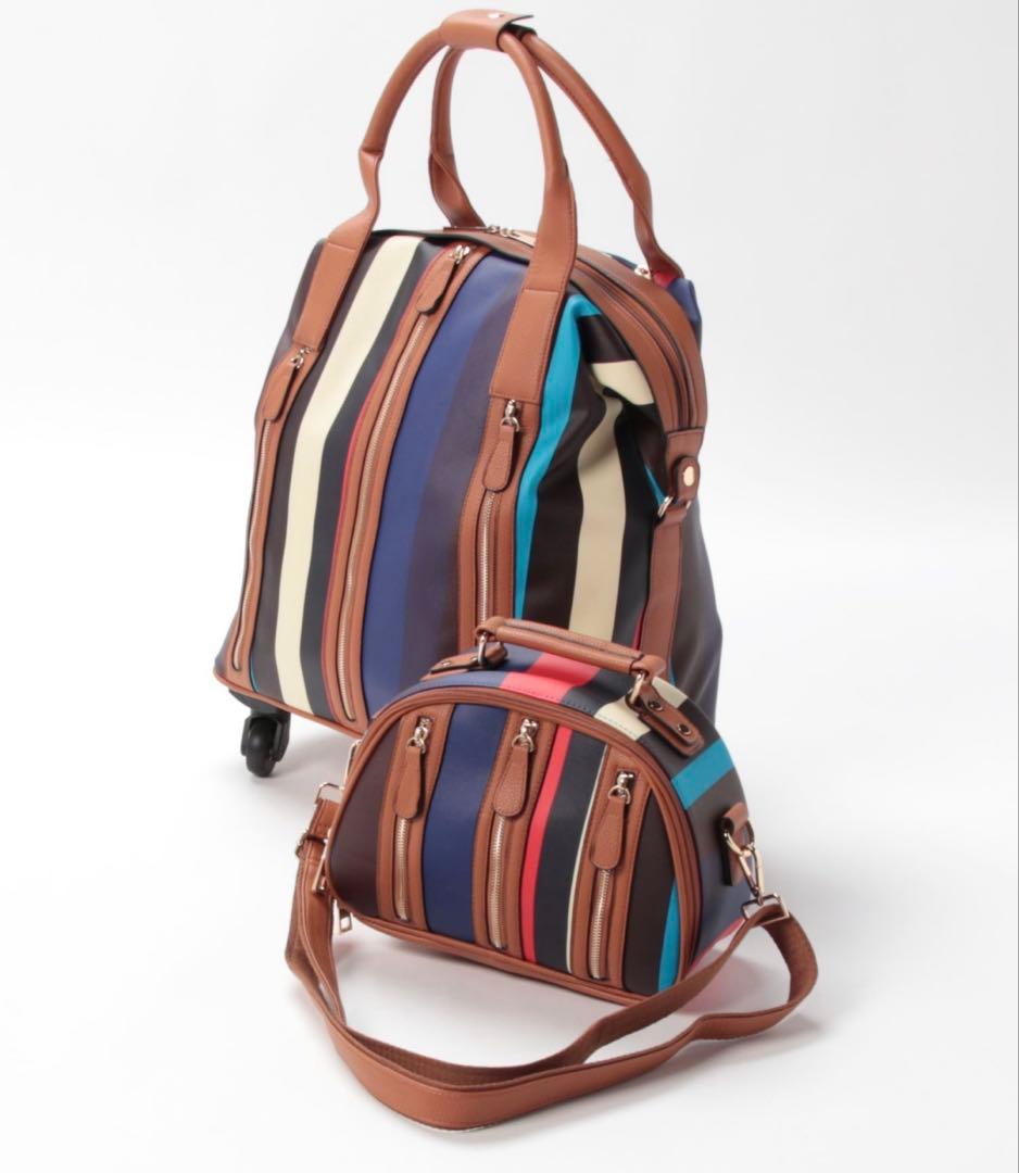 【新品】Three Four Time 4輪マルチストライプ柄親子キャリー