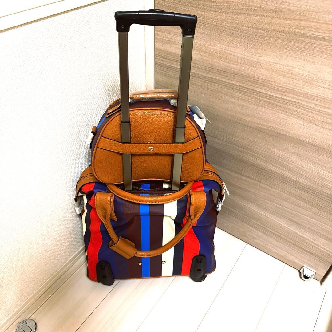 【新品】Three Four Time 4輪マルチストライプ柄親子キャリー