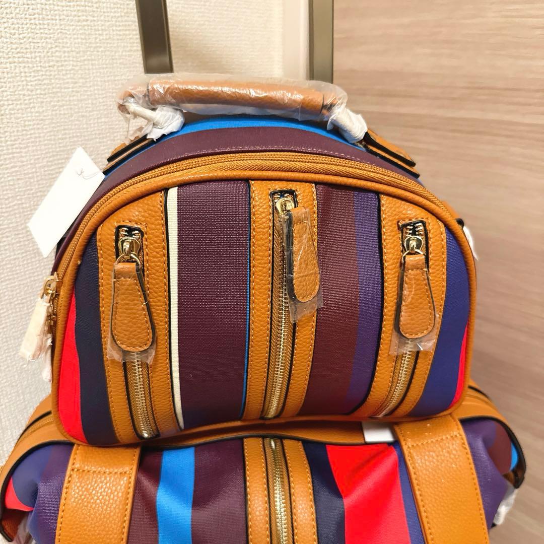 【新品】Three Four Time 4輪マルチストライプ柄親子キャリー