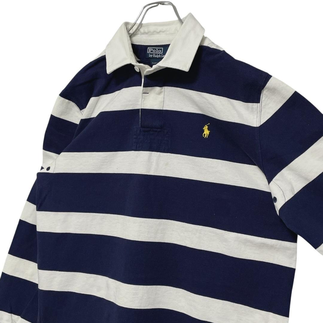 ポロバイラルフローレン ラガーシャツ 有名人着用モデル ロゴ 太ボーダー L
