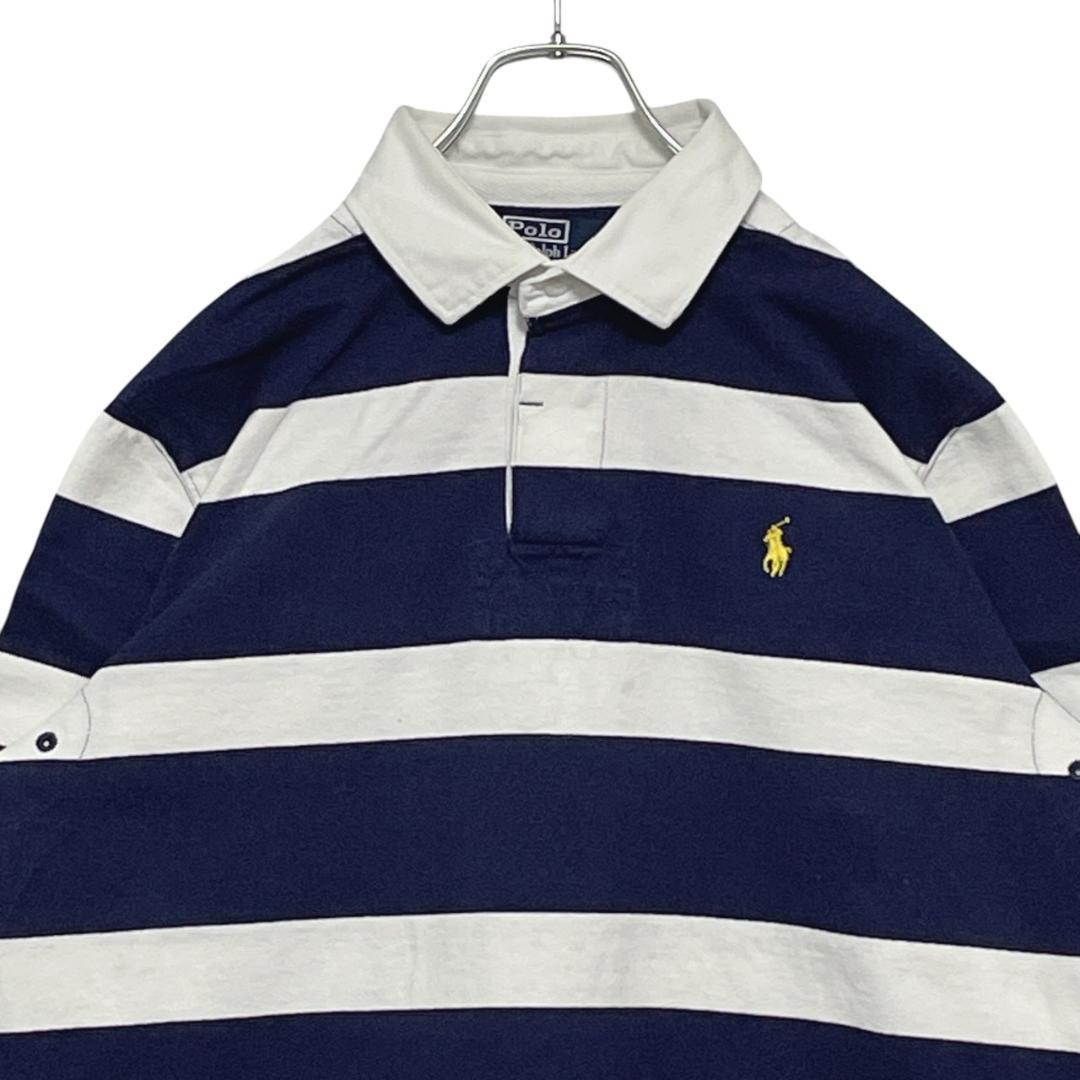 ポロバイラルフローレン ラガーシャツ 有名人着用モデル ロゴ 太ボーダー L