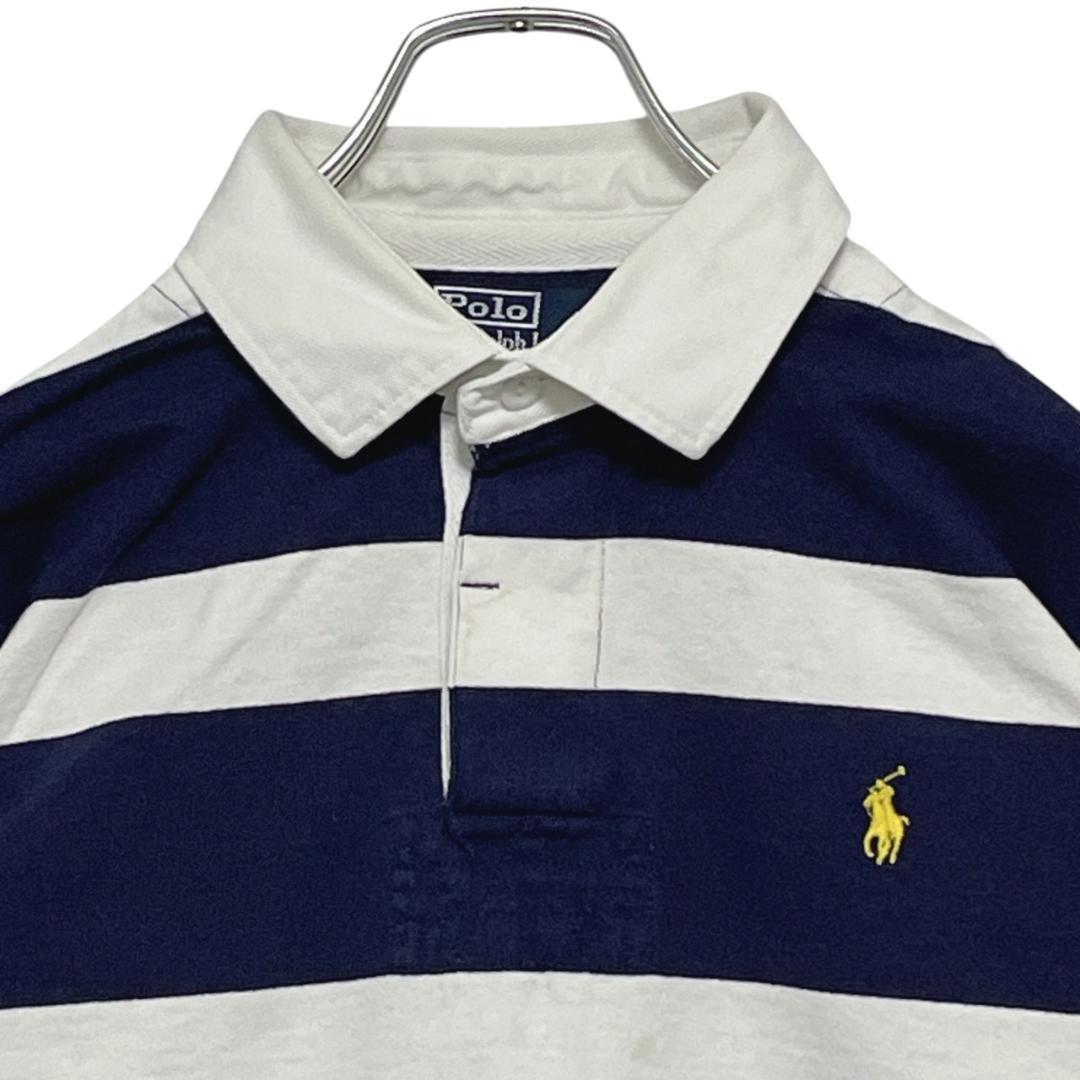 ポロバイラルフローレン ラガーシャツ 有名人着用モデル ロゴ 太ボーダー L