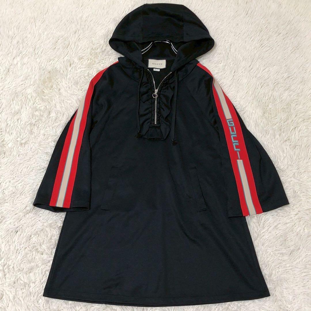 美品◎テクニカル◎GUCCI ジャージー ワンピーサイドロゴ レディース