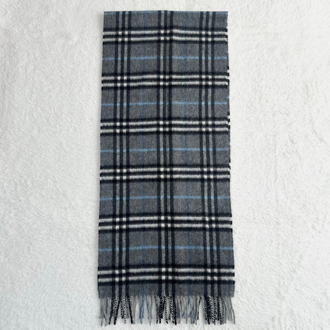 美品✨カシミヤ100% バーバリーロンドン マフラー ノバチェック グレー 秋冬