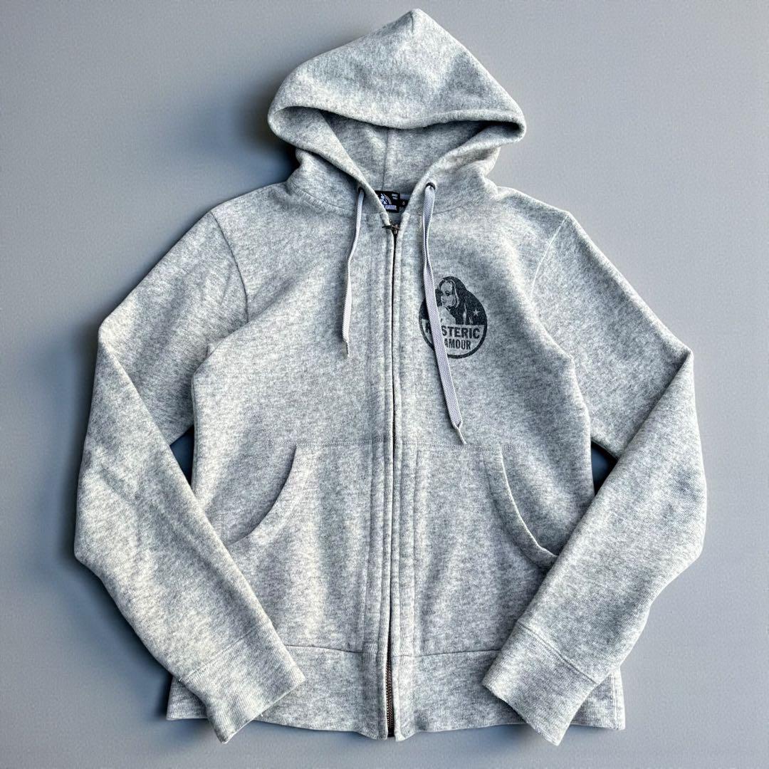 HYSTERIC GLAMOUR フルジップ ニットパーカー フーディガールロゴ