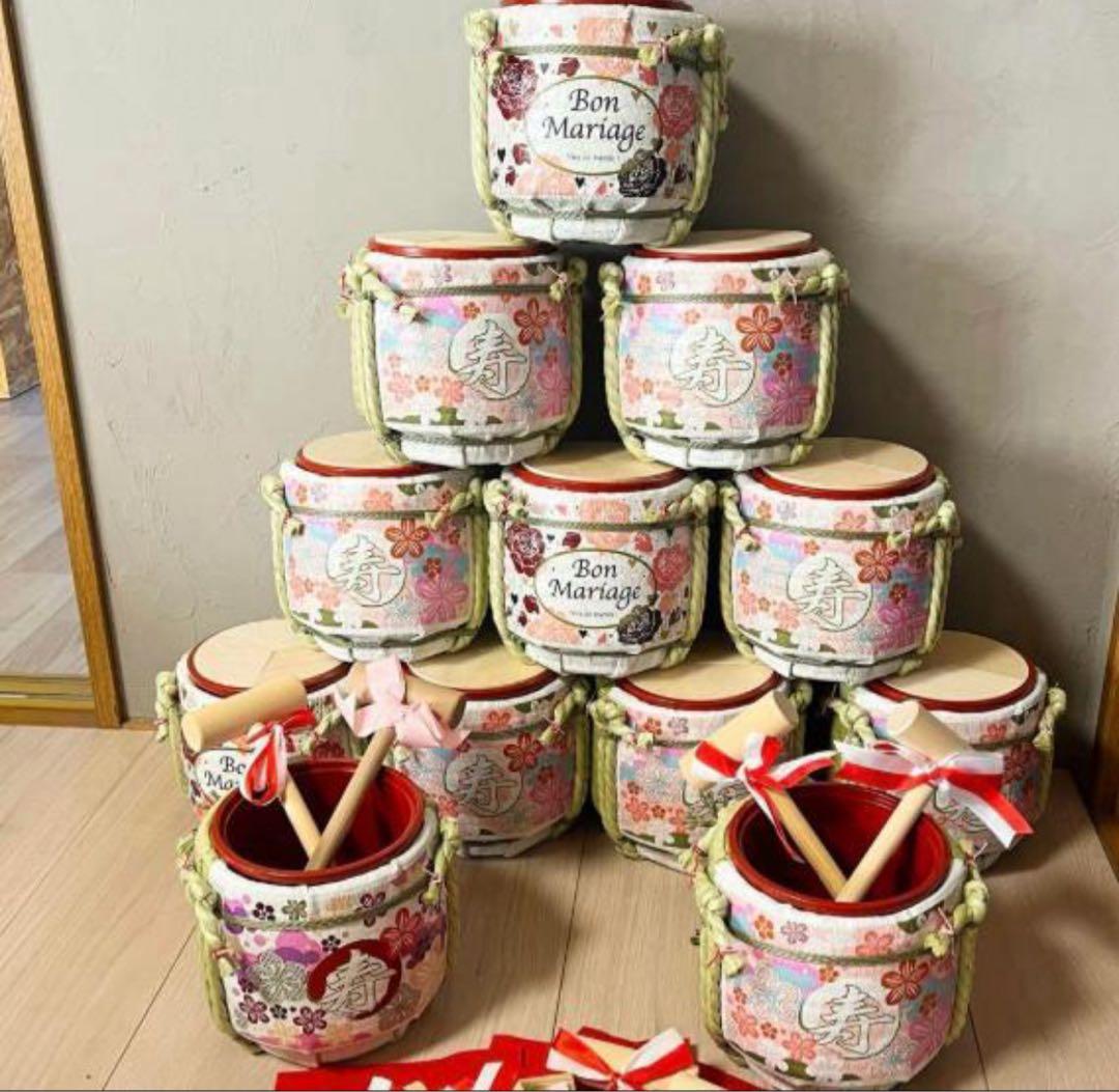 【AYA】こも樽 菰樽 ミニ鏡開き8個セット HAPPY WEDDING