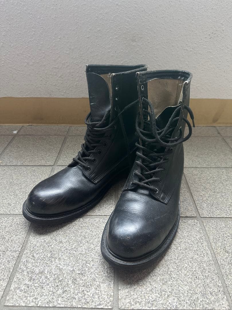 レザー ブラック レースアップブーツ 27cm