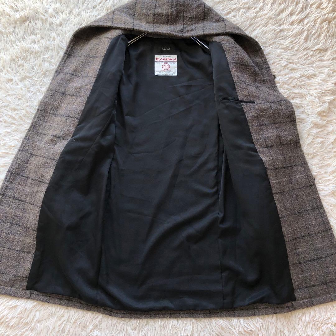 【美品 ハリスツイード】トゥモローランド　ダッフルコート　茶　チェック