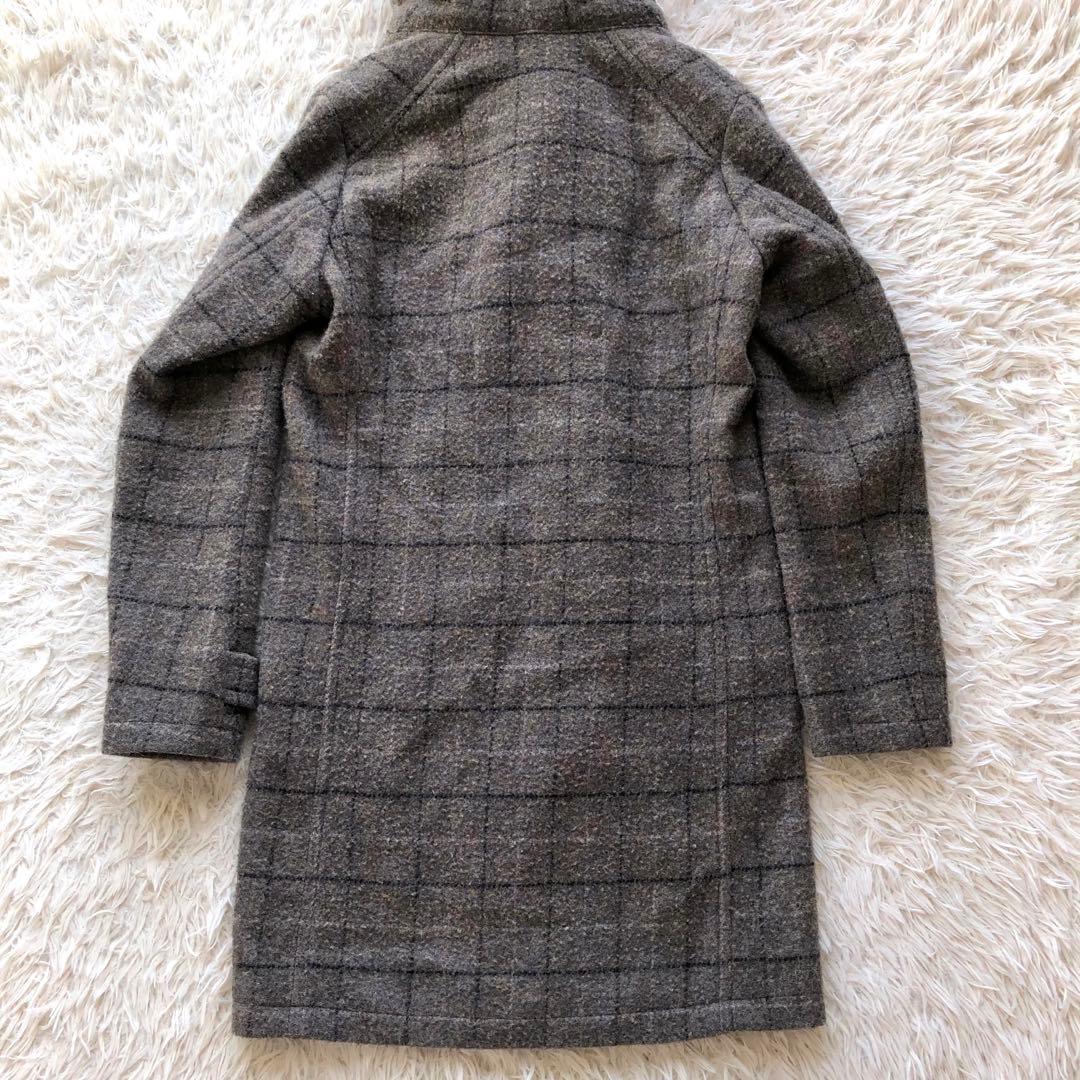 【美品 ハリスツイード】トゥモローランド　ダッフルコート　茶　チェック