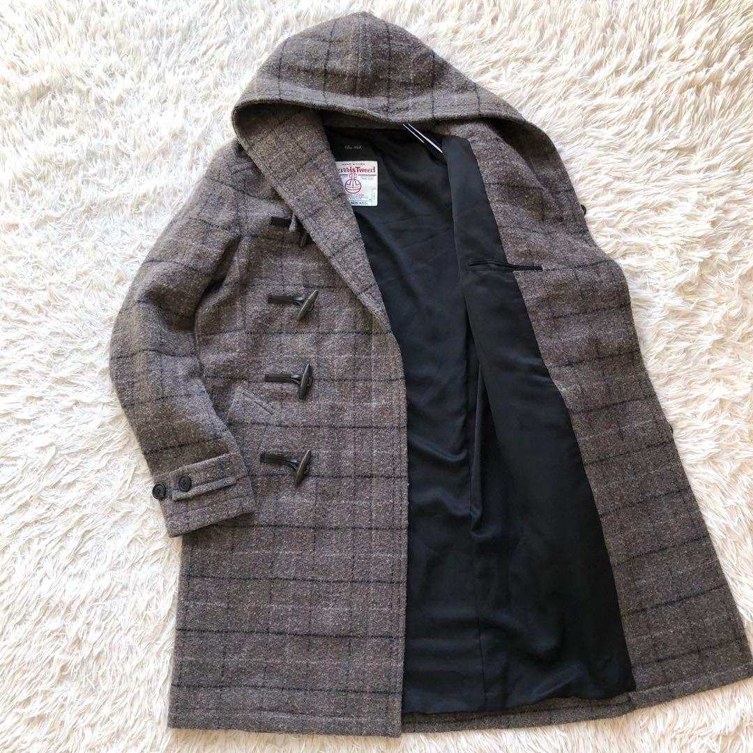 【美品 ハリスツイード】トゥモローランド　ダッフルコート　茶　チェック