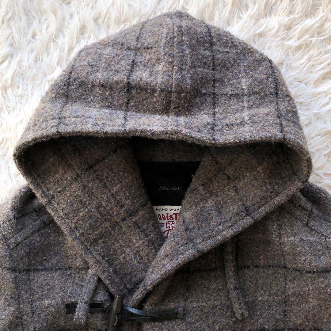 【美品 ハリスツイード】トゥモローランド　ダッフルコート　茶　チェック