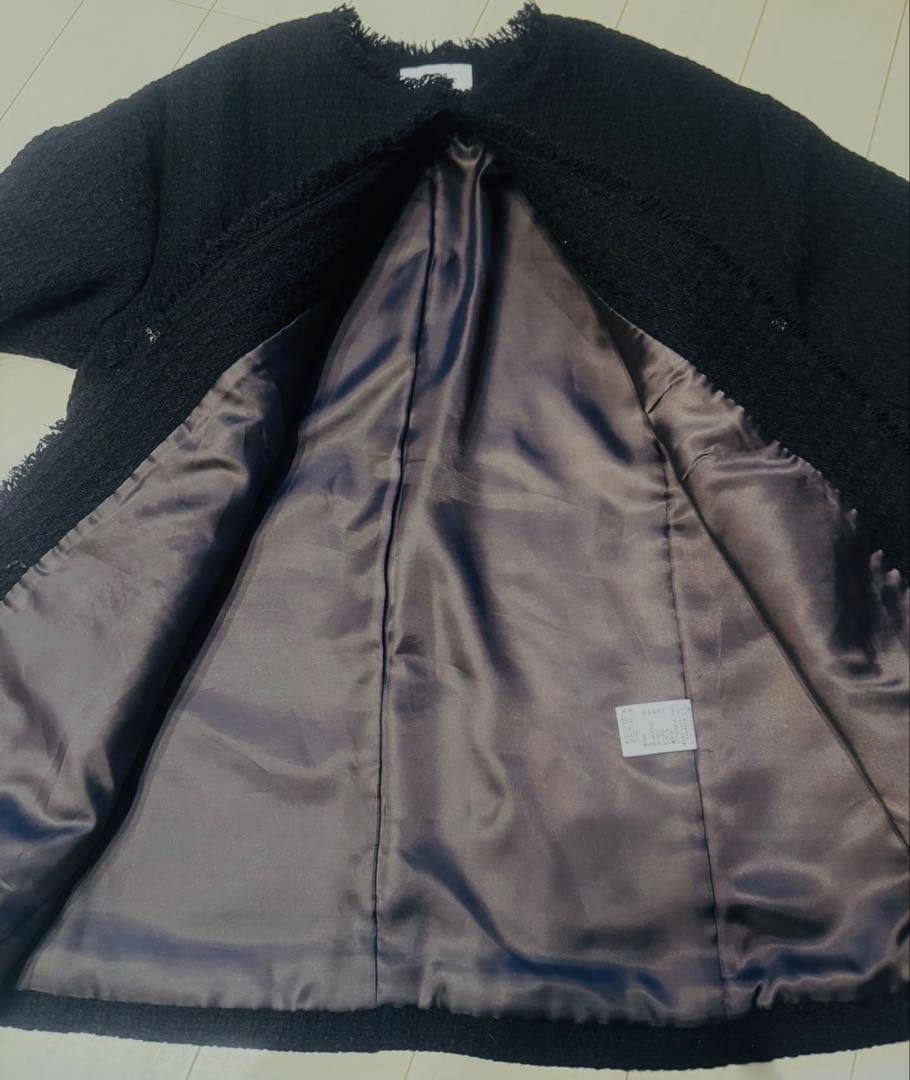 美品green label relaxing ツイード ノーカラー ジャケット