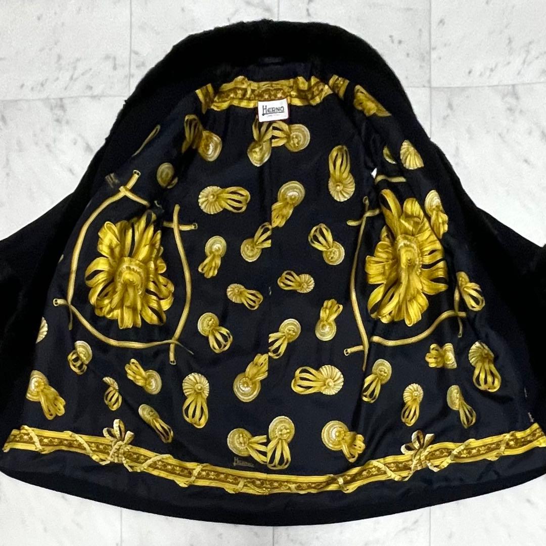 【上質】 ✨ヘルノ xロロピアーナ カシミヤxシルク ミンクファー付コート 42