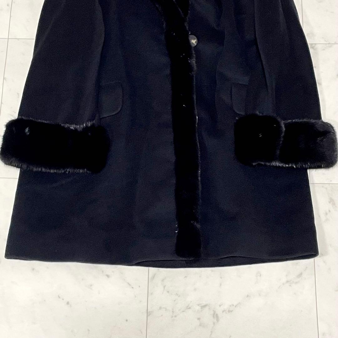 【上質】 ✨ヘルノ xロロピアーナ カシミヤxシルク ミンクファー付コート 42