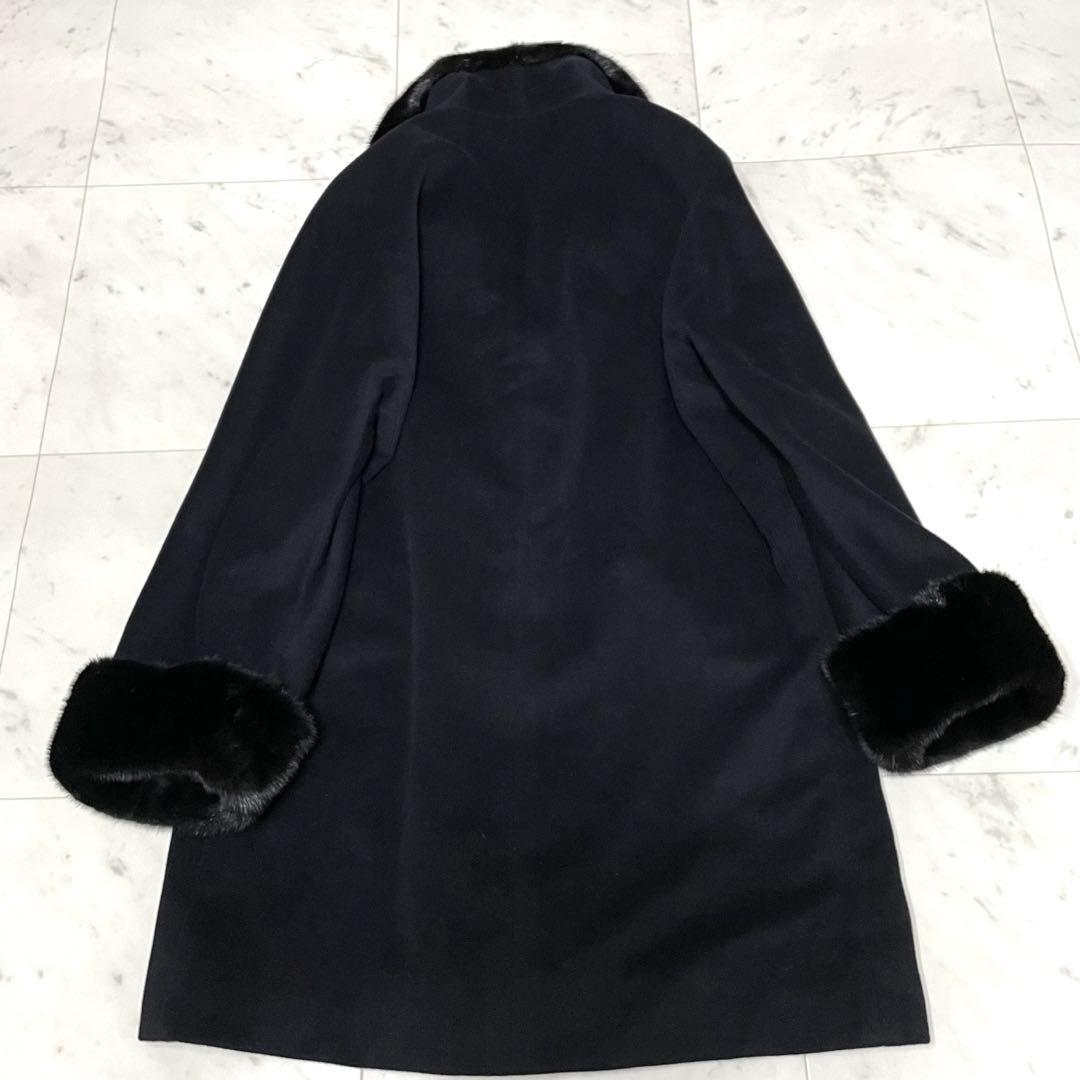 【上質】 ✨ヘルノ xロロピアーナ カシミヤxシルク ミンクファー付コート 42