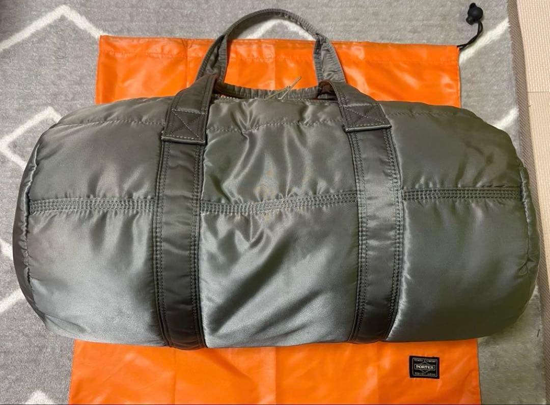 【美品】PORTER タンカードラムバッグ 2way 希少色シルバーグレー