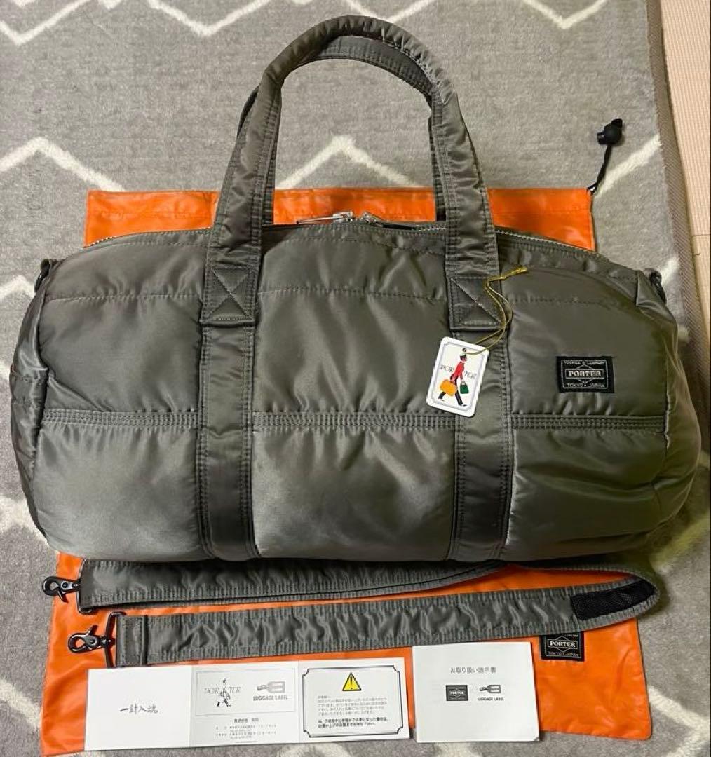 【美品】PORTER タンカードラムバッグ 2way 希少色シルバーグレー