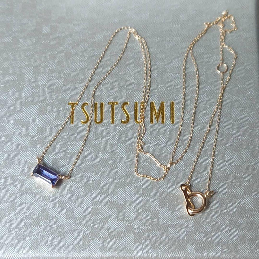 未使用　ツツミ　アイオライト　ネックレス　スクエア　K10
