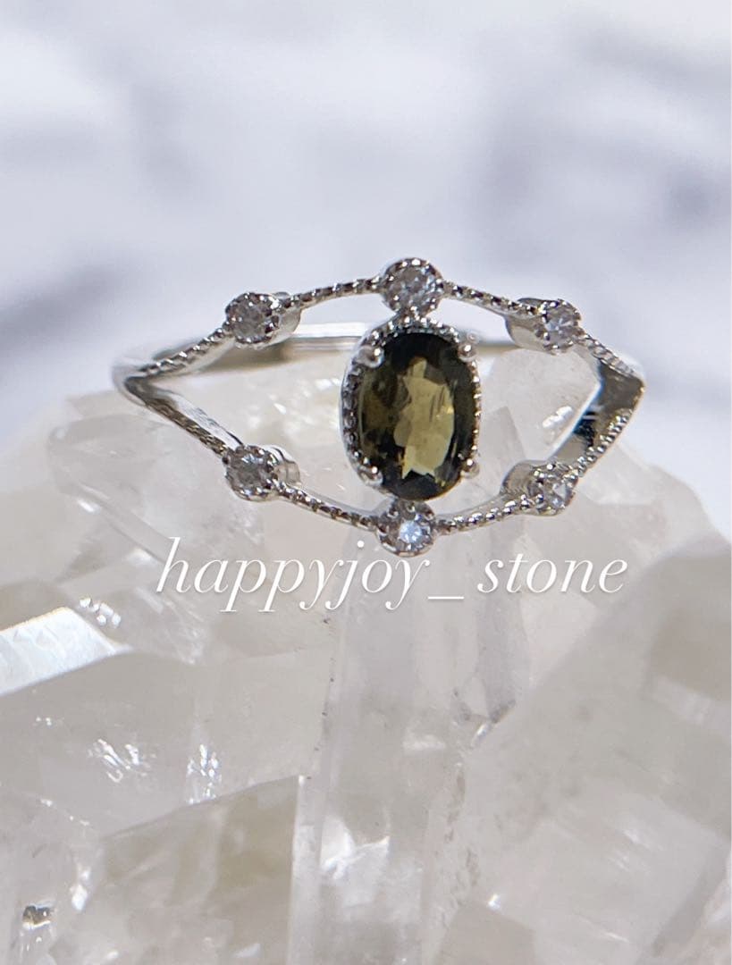 エネルギーの活性化✨☆隕石ガラス　モルダバイト☆S925フリーサイズリング