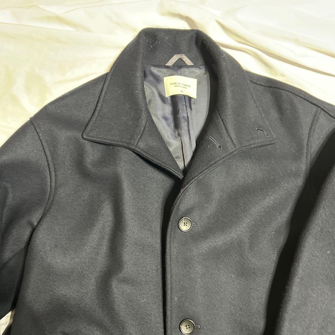 【美品】Super140s マルチウェイ メルトンオーバーサイズスタンドコート