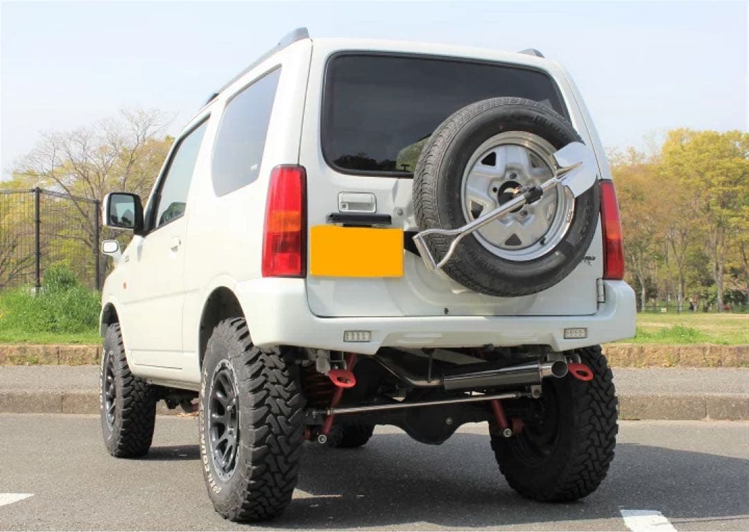 専用ジムニー マフラー JB23W ショートバンパー2ピース仕様1本出しブラック