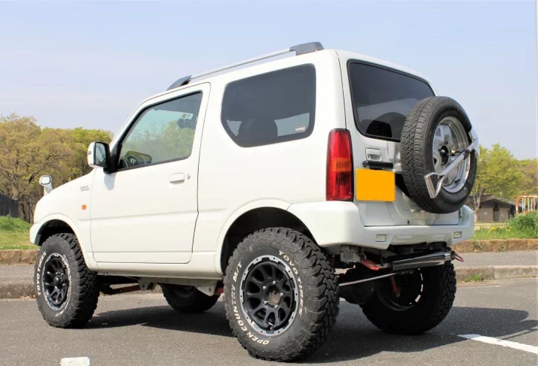 専用ジムニー マフラー JB23W ショートバンパー2ピース仕様1本出しブラック