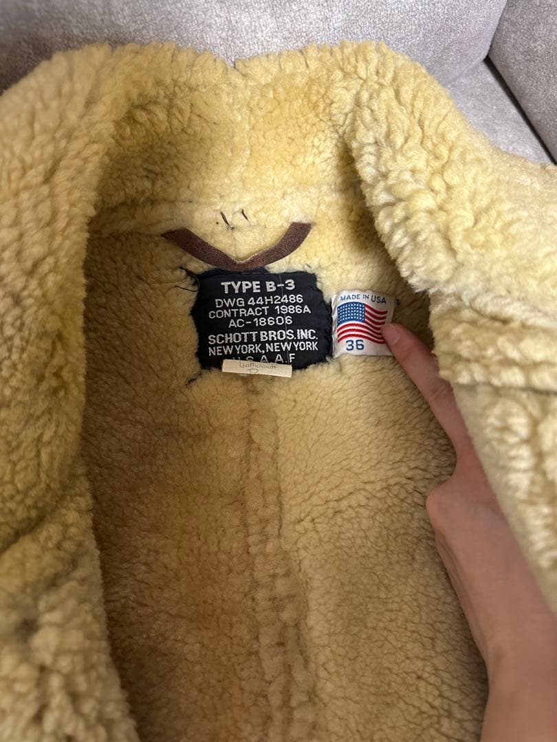 Schott 44 B-3 フライトジャケット シープスキン ブラウン