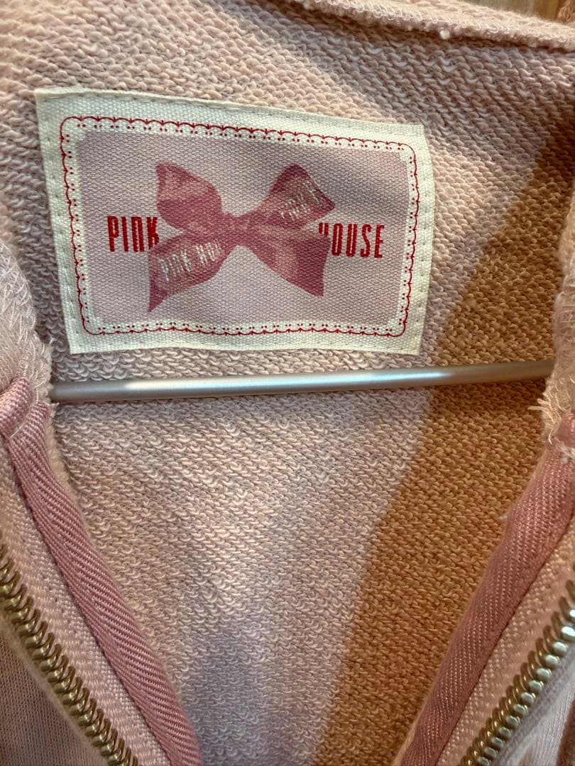 【日本製】ピンクハウス ジップ パーカー リボン ロゴ 古着 レディース レトロ