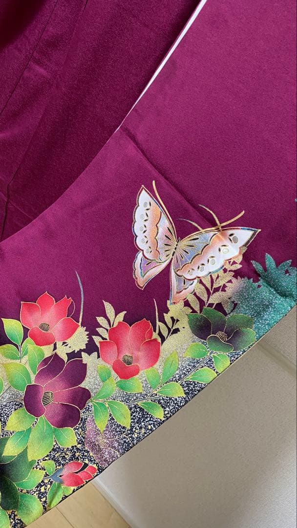 本日限定価格！振袖 フルセット ワインレッド 金彩加工 赤