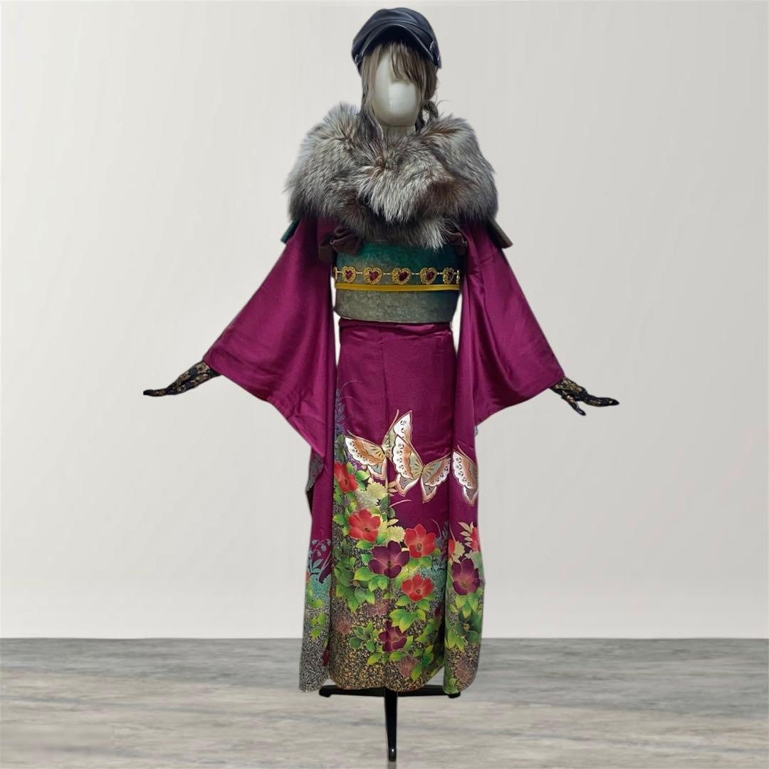 本日限定価格！振袖 フルセット ワインレッド 金彩加工 赤