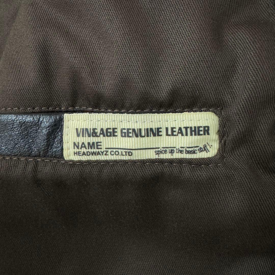 未使用級✨ VIN&AGE ヴィン＆エイジ レザー ダウンベスト バイク 稲妻